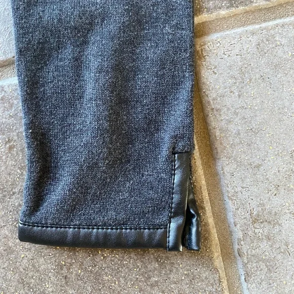 Neiman Marcus, Gray sweater dress, Size Small with faux leather trim at cuffs - Picture 4 of 9